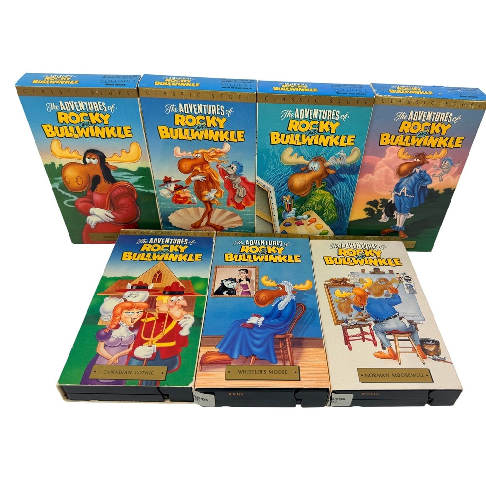 Vintage The Adventures of Rocky and Bullwinkle VHS Tape Lot 7 Volumes